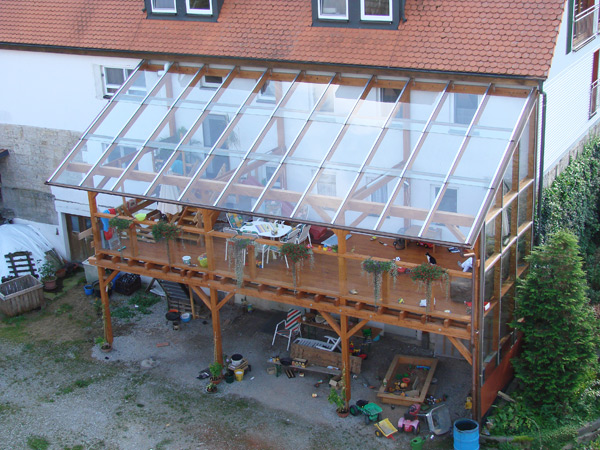Terrassenueberdachung selber bauen mit Glasdach